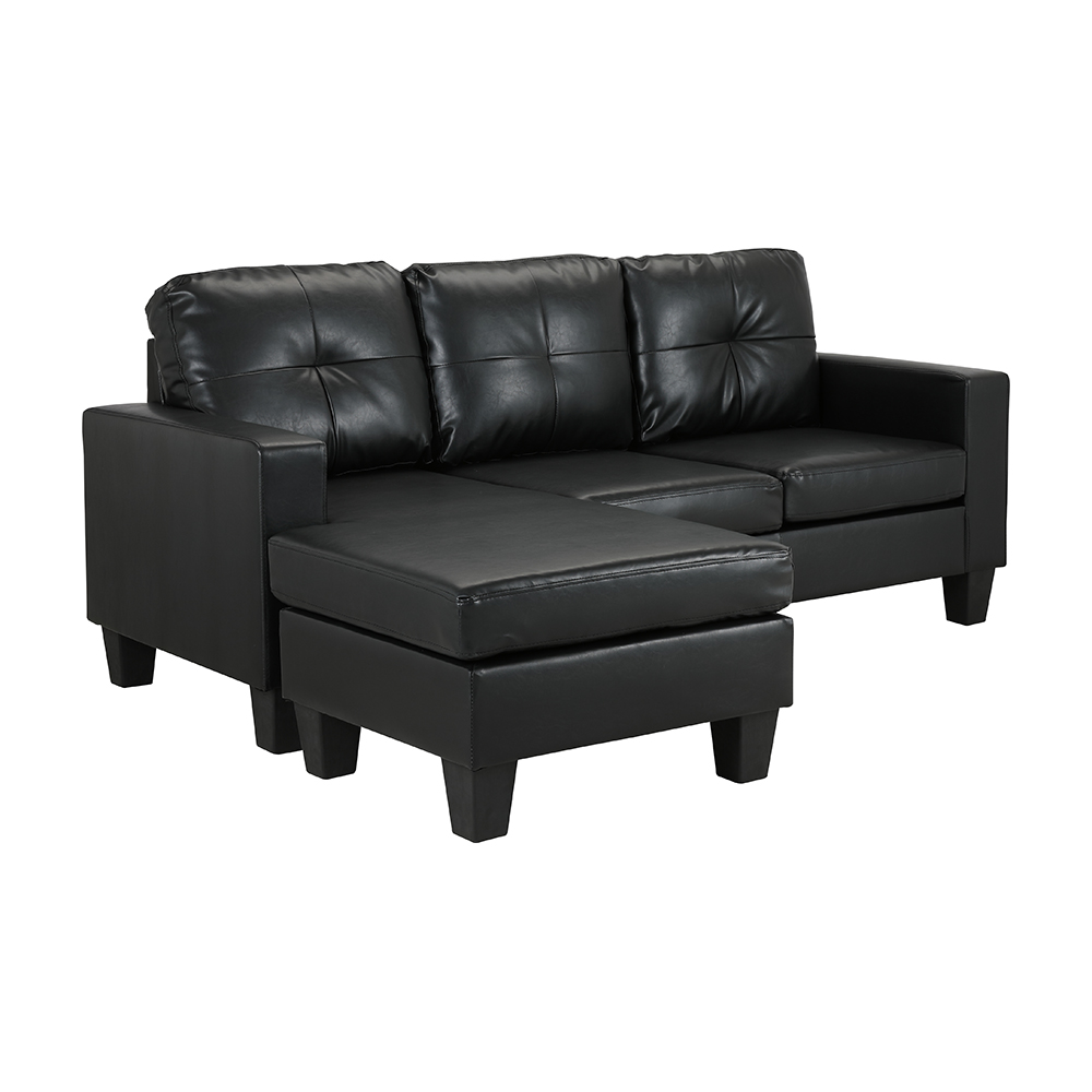 Sofa giường góc chữ L trái ARDEN khung gỗ, đệm bọc da PVC cao cấp màu đen | Index Living Mall -  Phân phối độc quyền tại Việt Nam