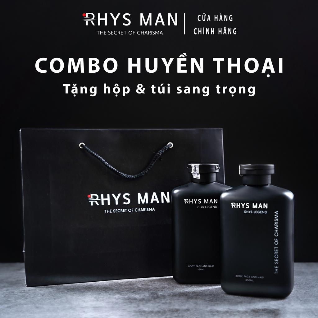 Combo 2 sữa tắm gội nam RHYS MAN 3 in 1 Rhys Legend hương nước hoa 350ml/chai - Hàng chính hãng