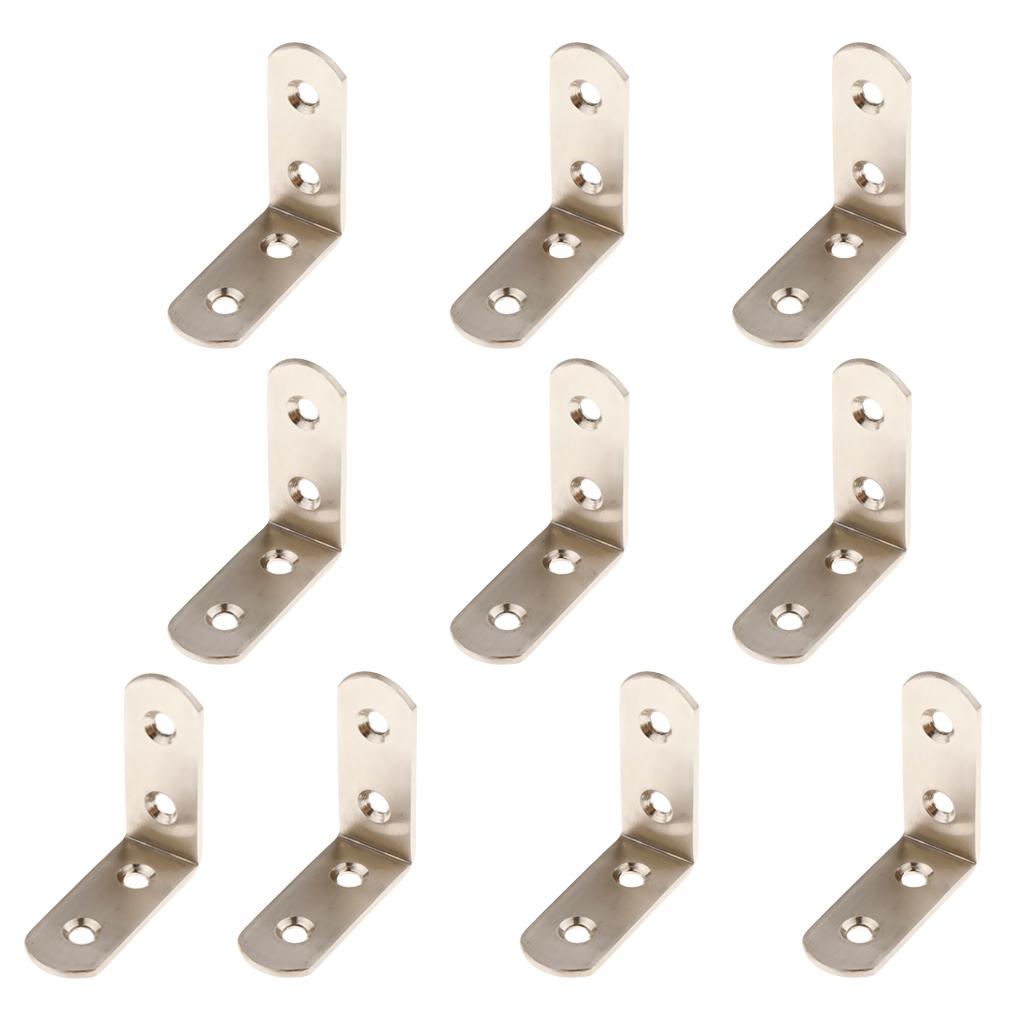 10pcs Corner Brace L Bracket Corner Bracket , Right Angle Brace Brackets Fastener, Stainless Steel, 20/25/30/40/50/65/85/100/125mm