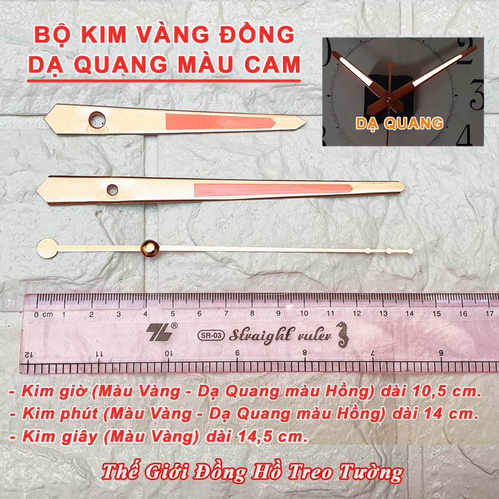 Máy Đồng Hồ KIM TRÔI EASTAR Độ Chính Xác Cao – Bộ Kim Đao Thân Kim màu VÀNG ĐỒNG có DẠ QUANG màu CAM – Kèm theo Pin Maxell