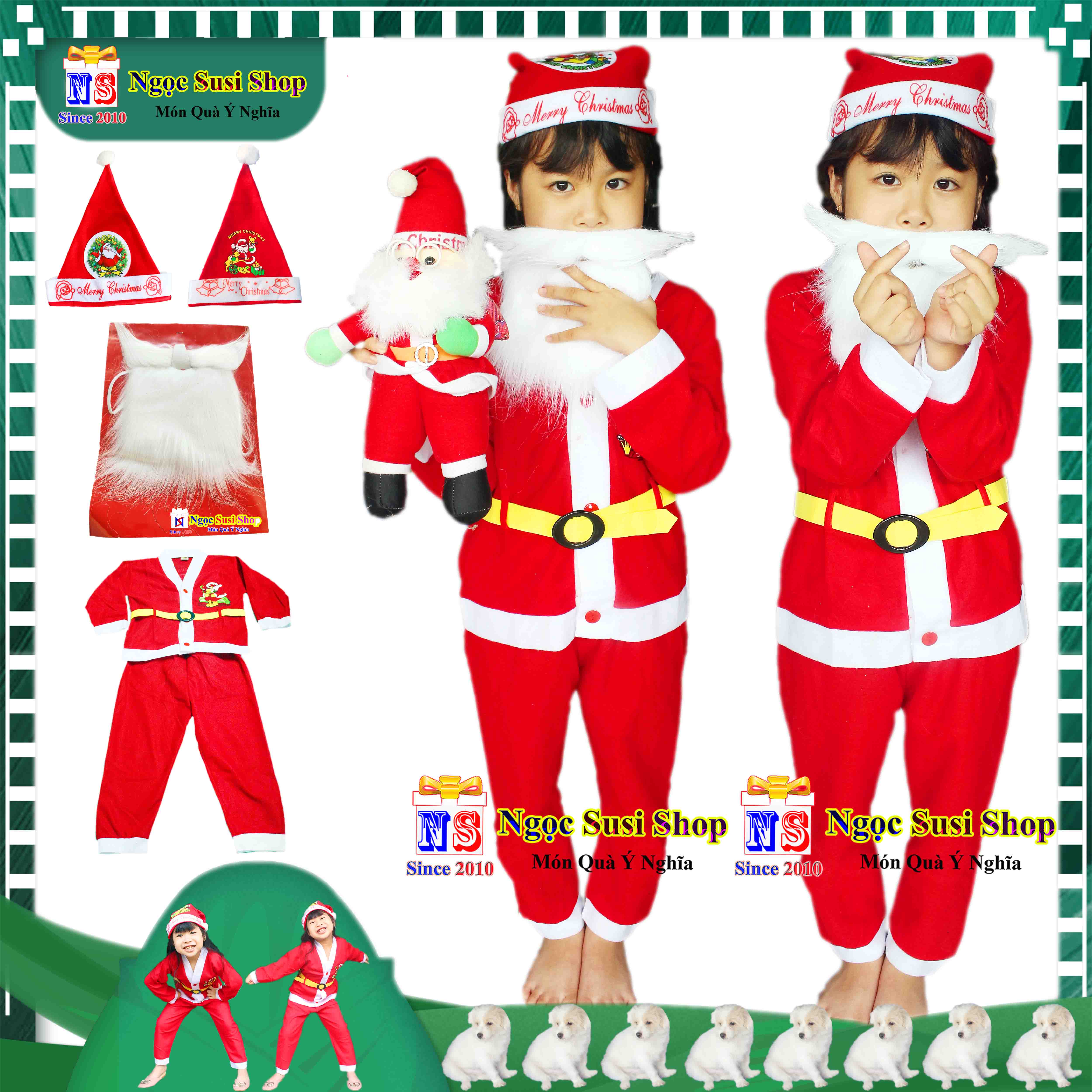 BỘ ĐỒ ÔNG GIÀ NOEL CHO BÉ QUẦN ÁO NOEL CHO BÉ TỪ 1 - 10 TUỔI CHẤT VẢI NỈ - TRANG PHỤC GIÁNG SINH NOEL