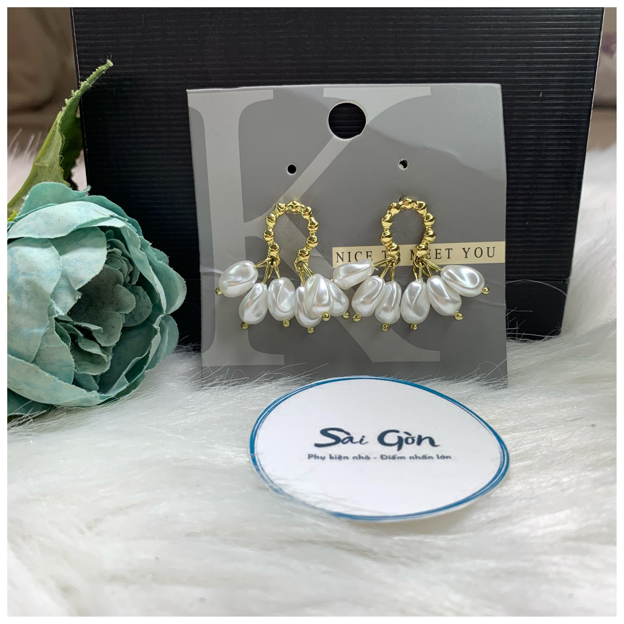 Bông tai ngọc trai chùm cao cấp SAIGON ACCESSORY