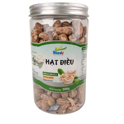 HẠT ĐIỀU CÒN VỎ LỤA NUNUTS ( 1 HŨ 500G, LOẠI 1, NGUYÊN HẠT )