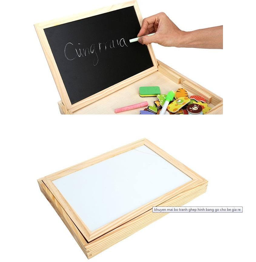 Bộ Tranh Ghép Hình Bằng Gỗ Nam Châm 2 Mặt Bảng Đen Viết Phấn Vẽ Tranh Hấp Dẫn Cho Các Bé - Hàng Chất Lượng