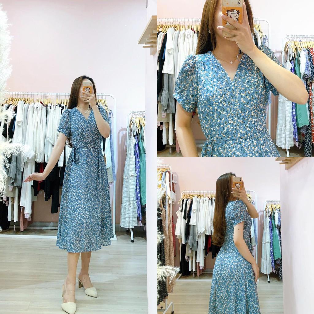 ĐẦM HOA CỔ V CỘT EO - ĐẦM HOA MAXI DỊU DÀNG - PHONG CÁCH HÀN QUỐC - MÈO IN DA HOUSE