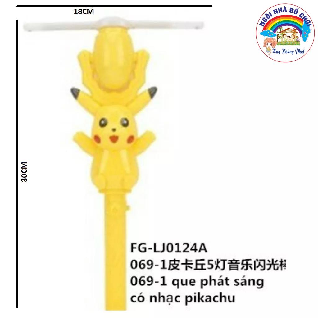 Đồ chơi Cây quay Pikachu: Có đèn led phát sáng, có nhạc hát vui nhộn, đầu cây có thể bẻ ra trước hoặc sau. Kích thước que: D30*R18CM