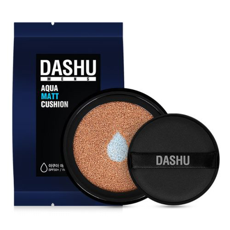 Phấn nước Hàn Quốc Dashu Mens Aqua Matt BB Cusion dành cho Nam, cushion phan nuoc sử dụng tốt cho da dầu, da mụn, cung cấp ẩm cho da khô, giảm bã nhờn, màu be trung tính, triết xuất từ tự nhiên, che phủ khuyết điểm, chống nắng SPF50+/PA++++