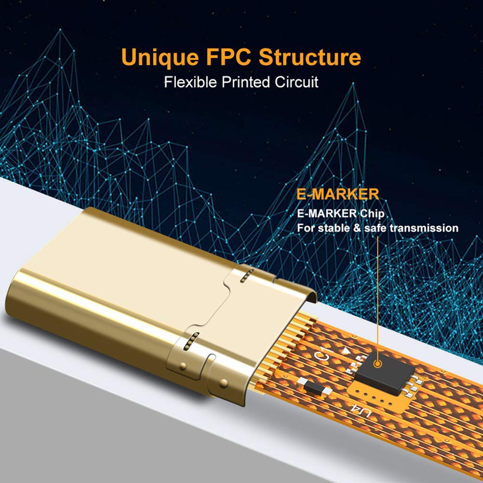 Short USB C Cable 100W 0.5ft 8k for 4/3 Docking