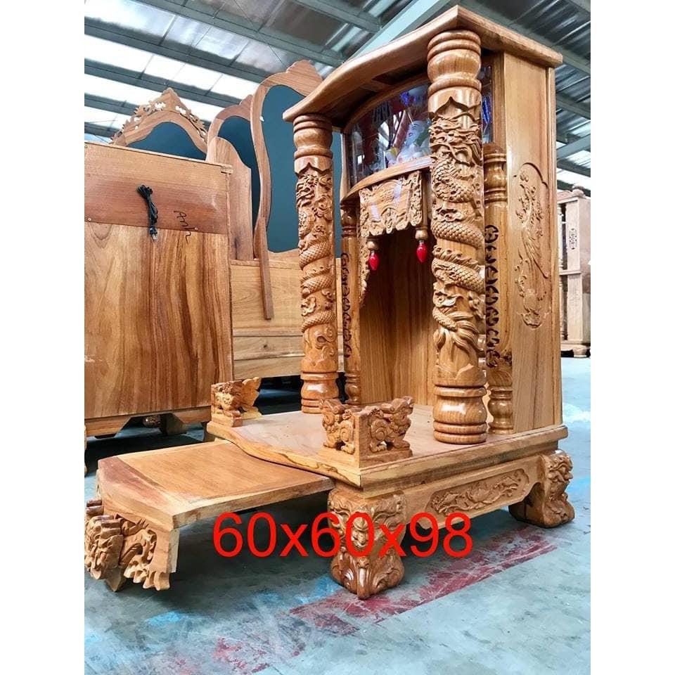 Bàn thờ thần tài ông địa gỗ gõ đỏ 60 X 98cm BTGHD610