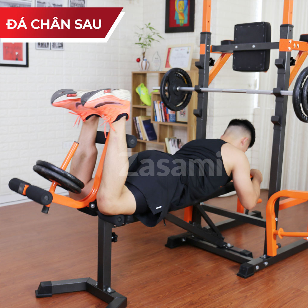 Giàn tạ đa năng kết hợp xà đơn xà kép Zasami 8215 - Kèm 50kg tạ gang, đòn 1m5 - tặng bộ tạ đeo chân