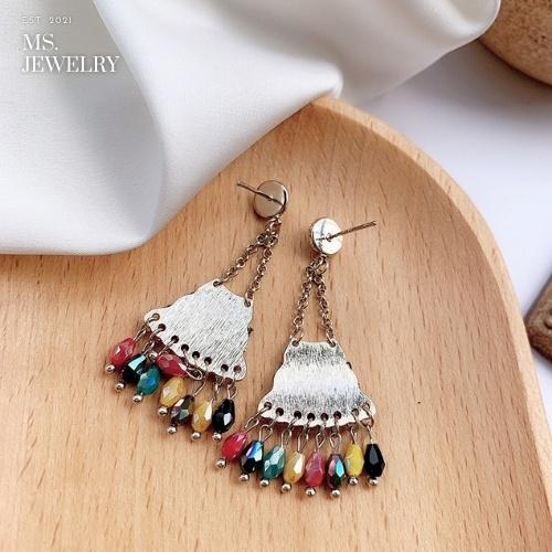 Khuyên Tai Bạc S925 Chế Tác Thủ Công Ms Jewelry Phong Cách Cổ Điển Vintage Hàn Quốc