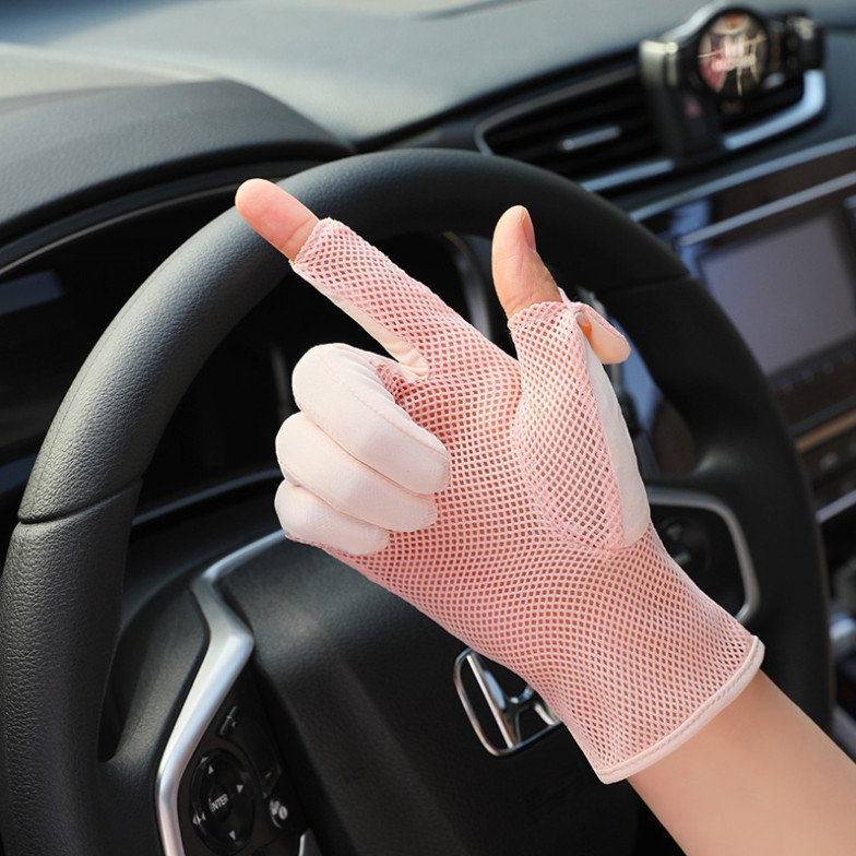 Găng tay chống nắng / tia uv vải lụa lạnh dáng mỏng thoáng khí phong cách mùa hè duyên dáng dành cho nữ