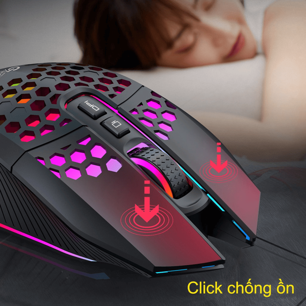 Chuột không dây chơi game PIXLINK X801 thiết kế độc lạ Led RGB đổi màu click chống ồn DPI 1600 - Hàng chính hãng/ Hàng nhập khẩu