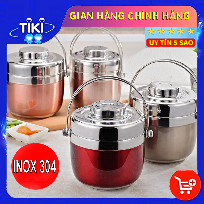 Cặp Lồng, Camen 2 ngăn inox 304 Mang Cơm Giữ Nhiệt Tốt