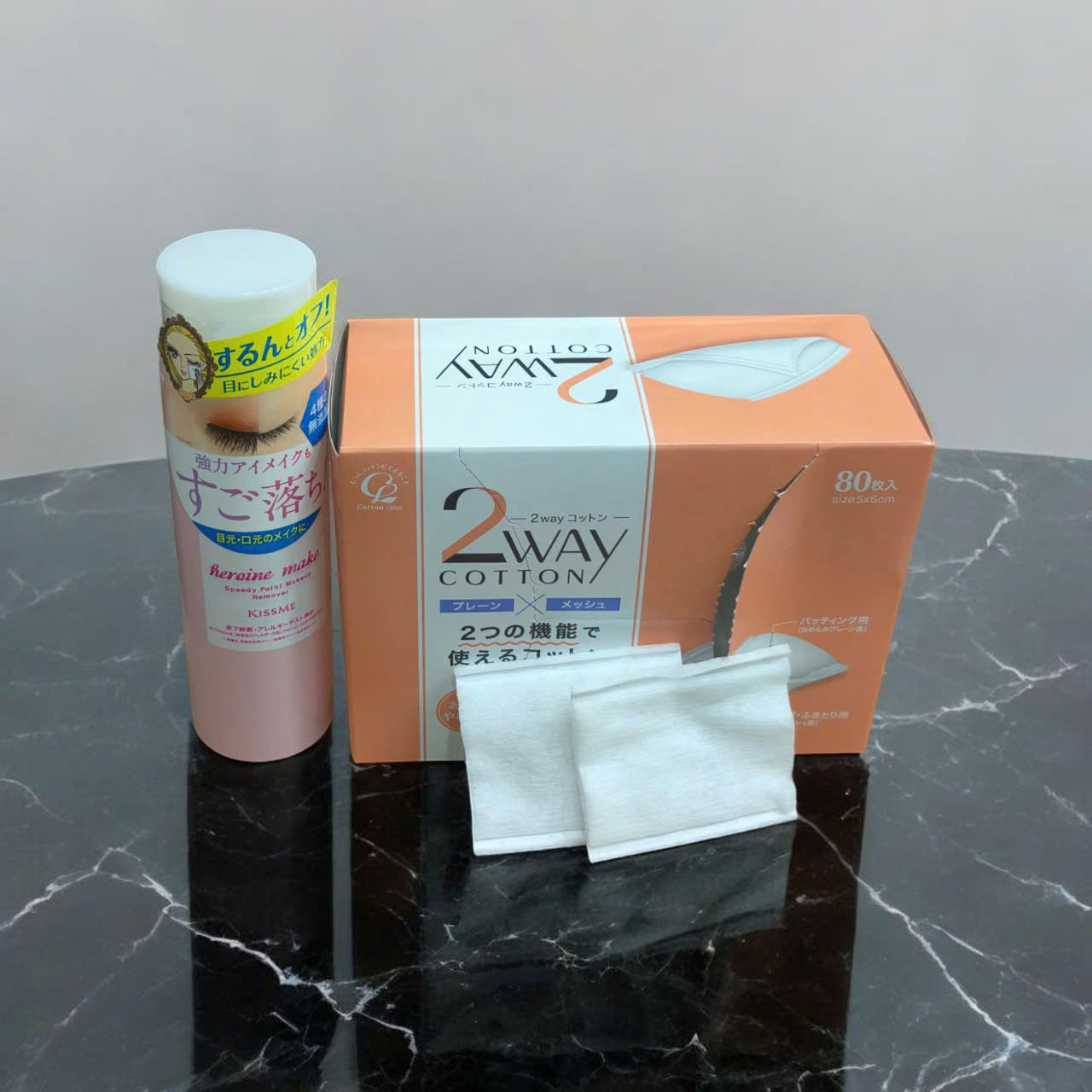 Combo Bông Tẩy Trang Cotton Labo Và Nước Tẩy Trang Nhanh Cho Vùng Mắt Kissme (120ML)