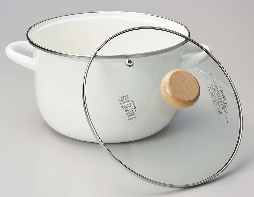 Bộ nồi tráng men nắp kính Pearl Metal Curry Chef Ø20cm - Hàng nội địa Nhật Bản