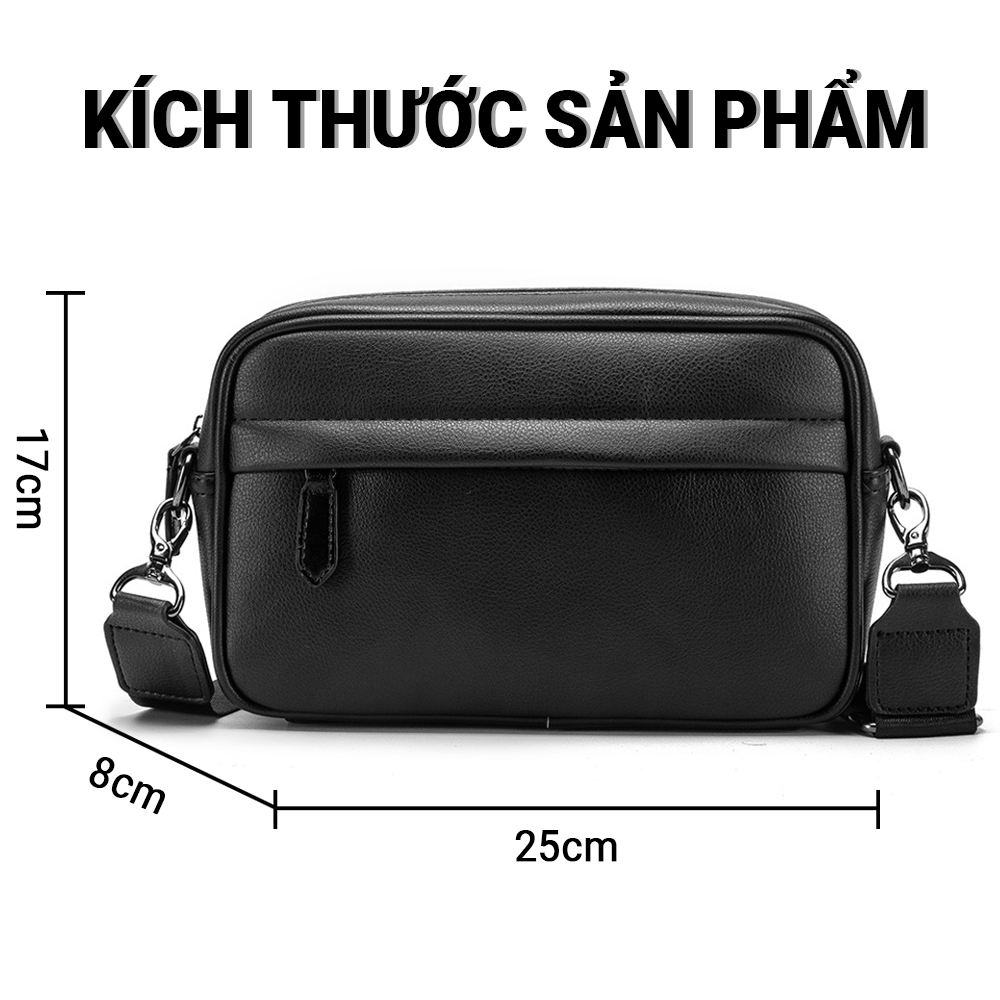 Hình ảnh Túi Đeo Chéo Nam Nữ Da Đen Thời Trang Unisex Phong Cách Chất Liệu Cao Cấp Chống Nước Besti - Hàng Chính Hãng