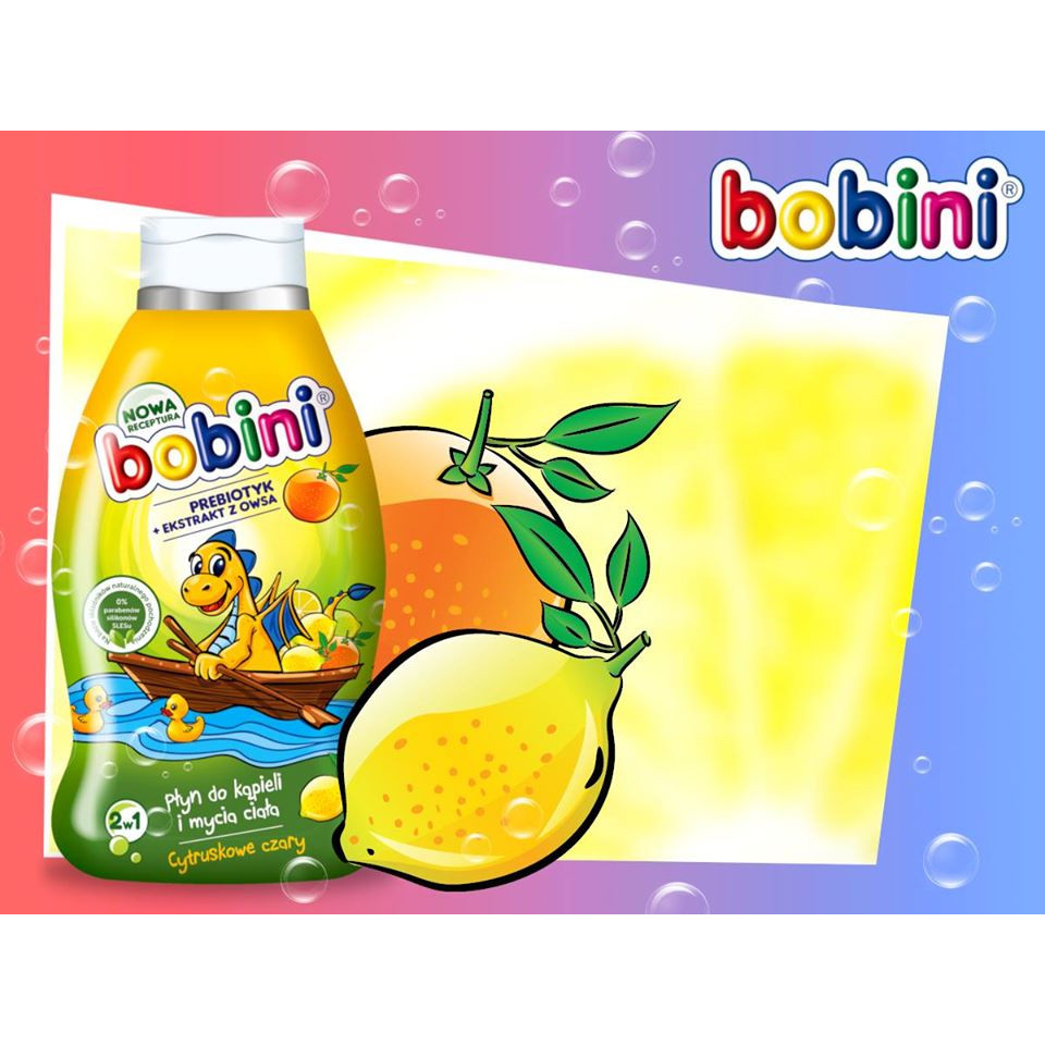 DẦU GỘI VÀ TẮM DƯỠNG THỂ BOBINI DÀNH CHO TRẺ EM TRÊN 1 TUỔI MÙI QUẢ CHANH MA THUẬT