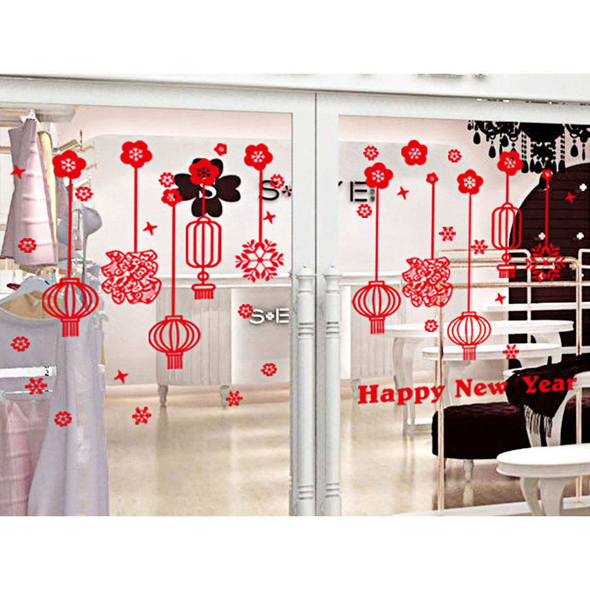 Decal trang trí tết- dây treo đèn lồng