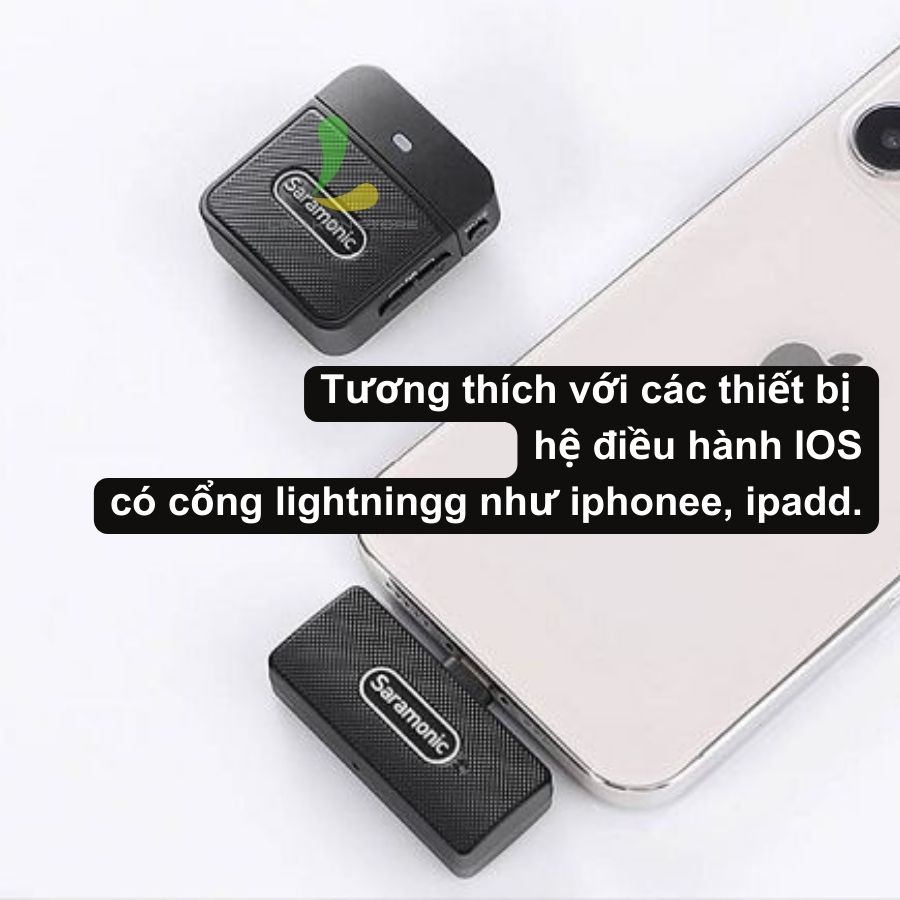 Micro thu âm Saramonic Blink 100 B3 - Micro ghi âm hỗ trợ thiết bị IOS, truyền dẫn không dây 2.4GHz khử tiếng ồn - Hàng nhập khẩu