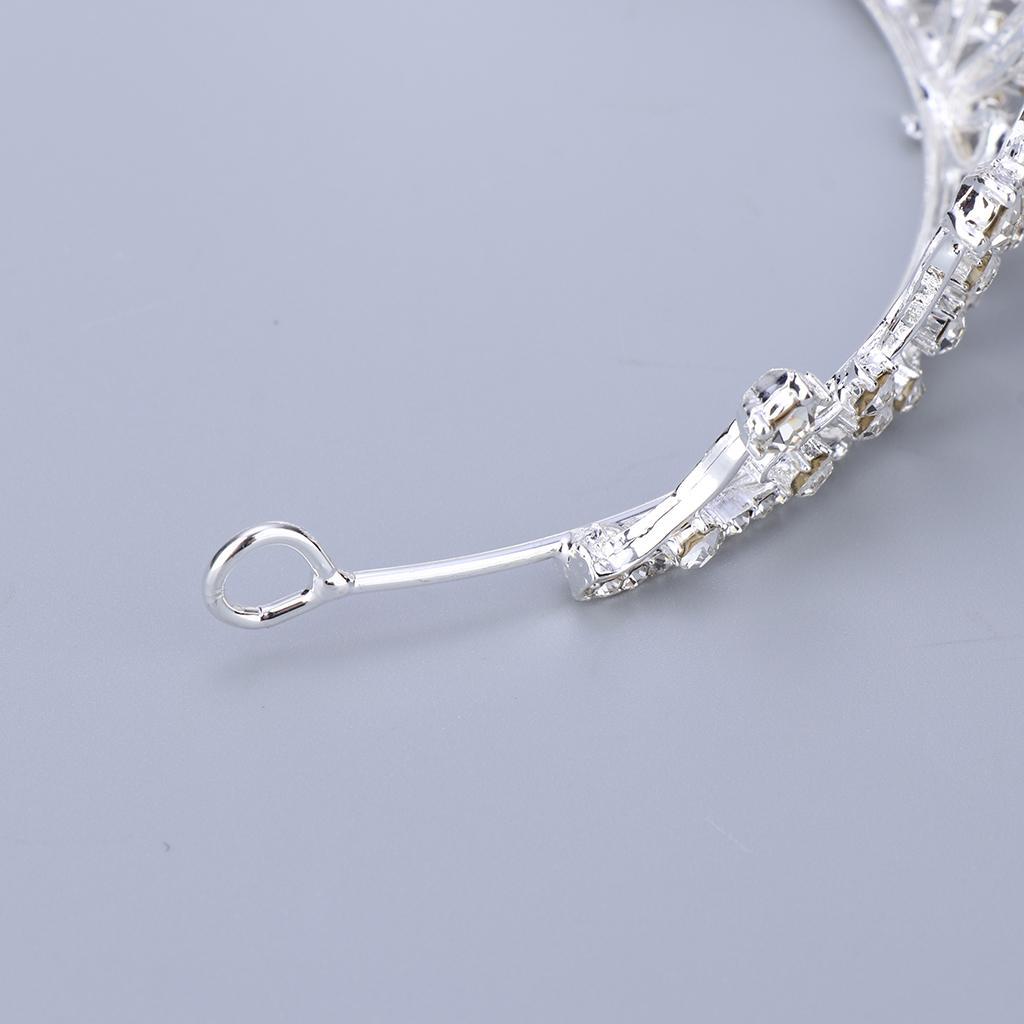Silver Rhinestone Tiara for Bridal Wedding Exquisite Headwear Crystal Crown