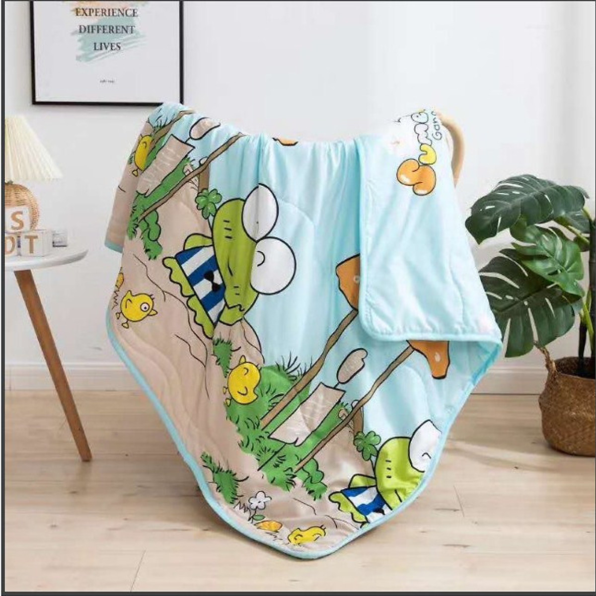 Chăn Cotton Đũi Trẻ Em 1M1x1M35 Mền Ếch Cốm Luôn Được Các Bé Yêu Thích - Tặng 10 chiếc chun