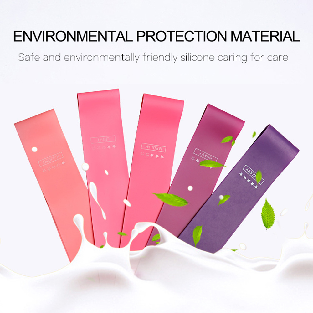 Bộ 5 dây kháng lực đàn hồi bằng silicone với 5 mức độ tập khác nhau