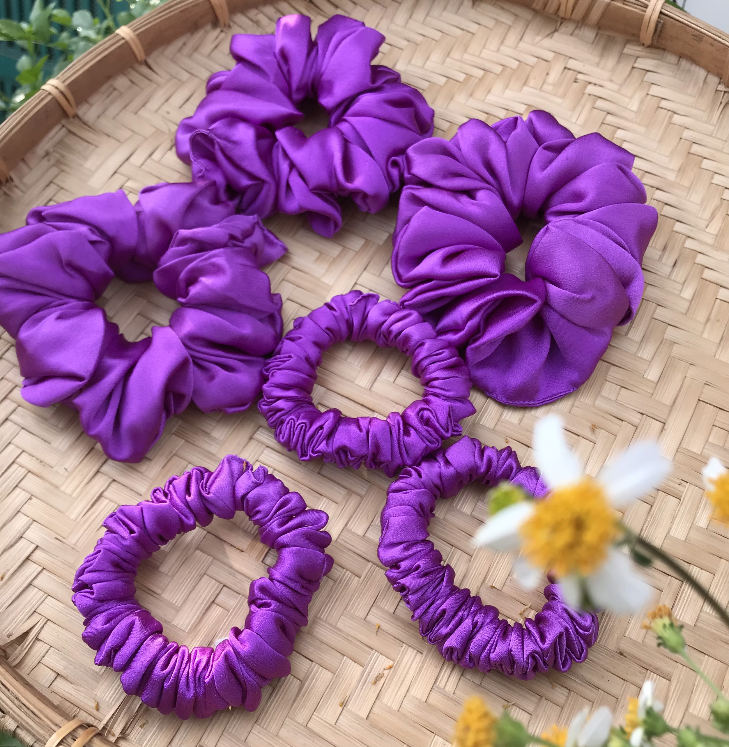 Dây Buộc Tóc Màu bản lớn 5cm,Thời Trang Cho Nữ, Dây Buộc Vải lụa tơ tằm , Silk Scrunchie Băng Đô Co Giãn Đơn Giản, Sang trọng Cho Nữ, Băng Đô lụa Satin Buộc Tóc Cho Bé Gái Phụ Kiện Tóc
