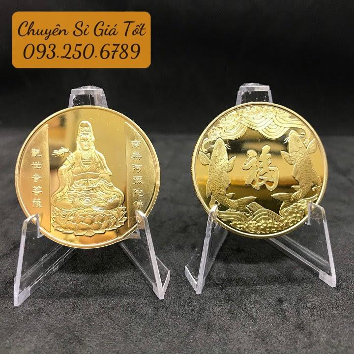 Đồng Xu Phong Thủy Quan Âm Bồ Tát, Tặng Kèm Túi Gấm - PASA COLLECTION
