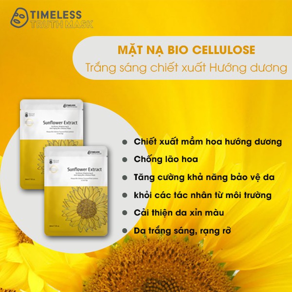 Mặt Nạ Sợi Sinh Học Bio Cellulose Trắng Sáng Chiết xuất Mầm Hoa Hướng Dương