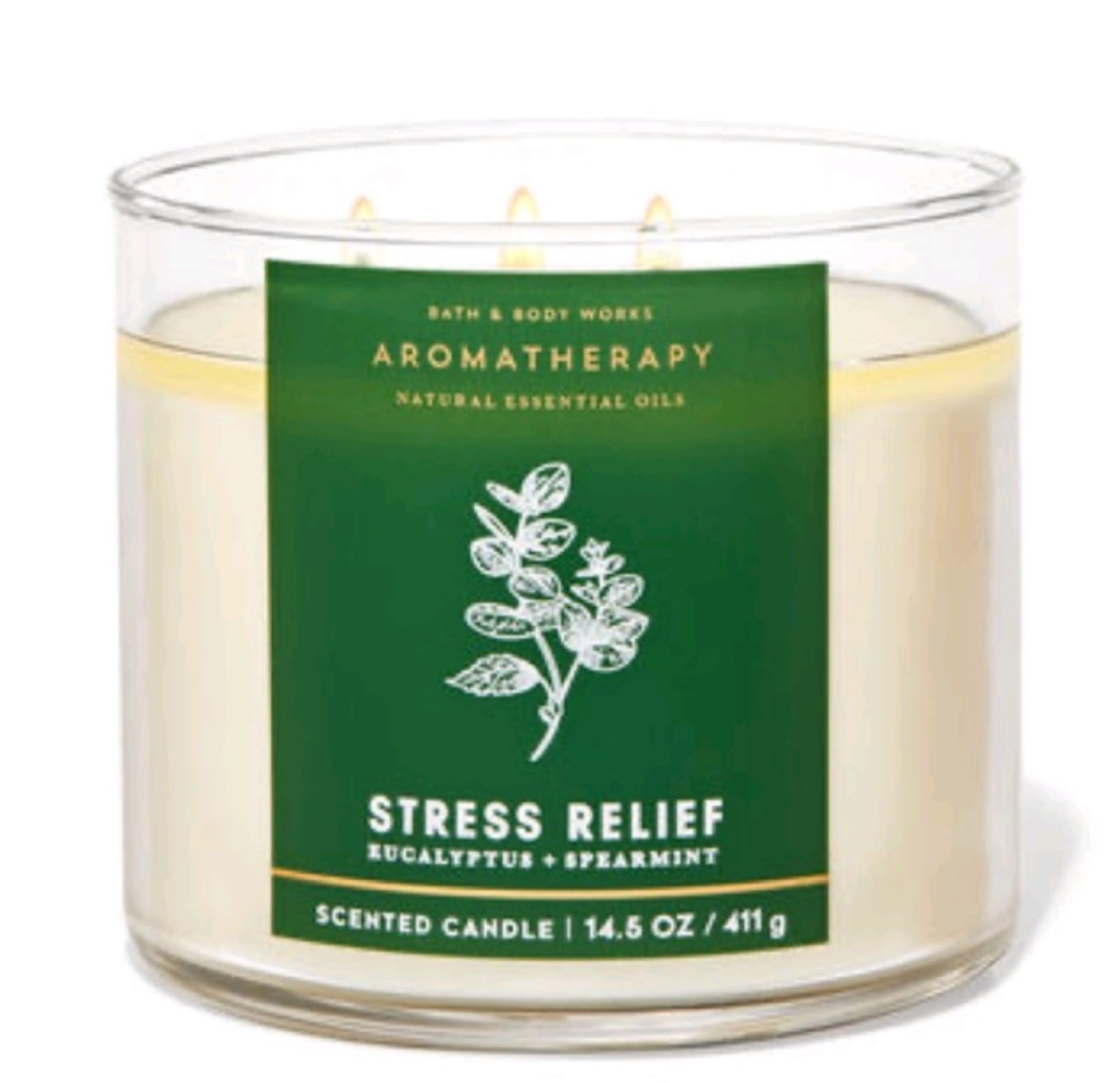 Nến thơm Bath and Body Works Stress Relief Eucalyptus Spearmint 3 bấc