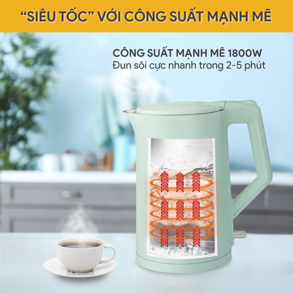 Ấm Đun Siêu Tốc BlueStone KTB-3456 1.5 Lít 1800W - Hàng Chính Hãng
