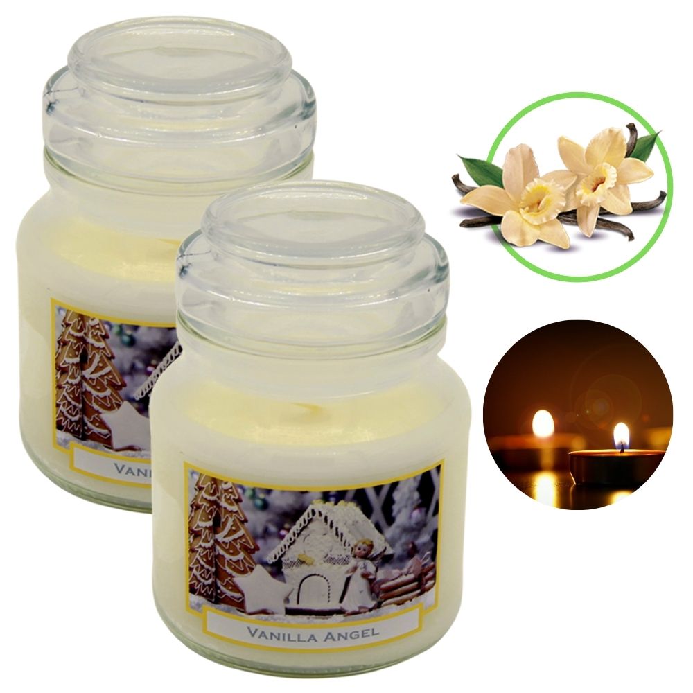 Combo 2 hũ nến thơm tinh dầu Bartek Vanilla Angel 130g - hương bánh vani, nến trang trí, thơm phòng, thư giãn, khử mùi