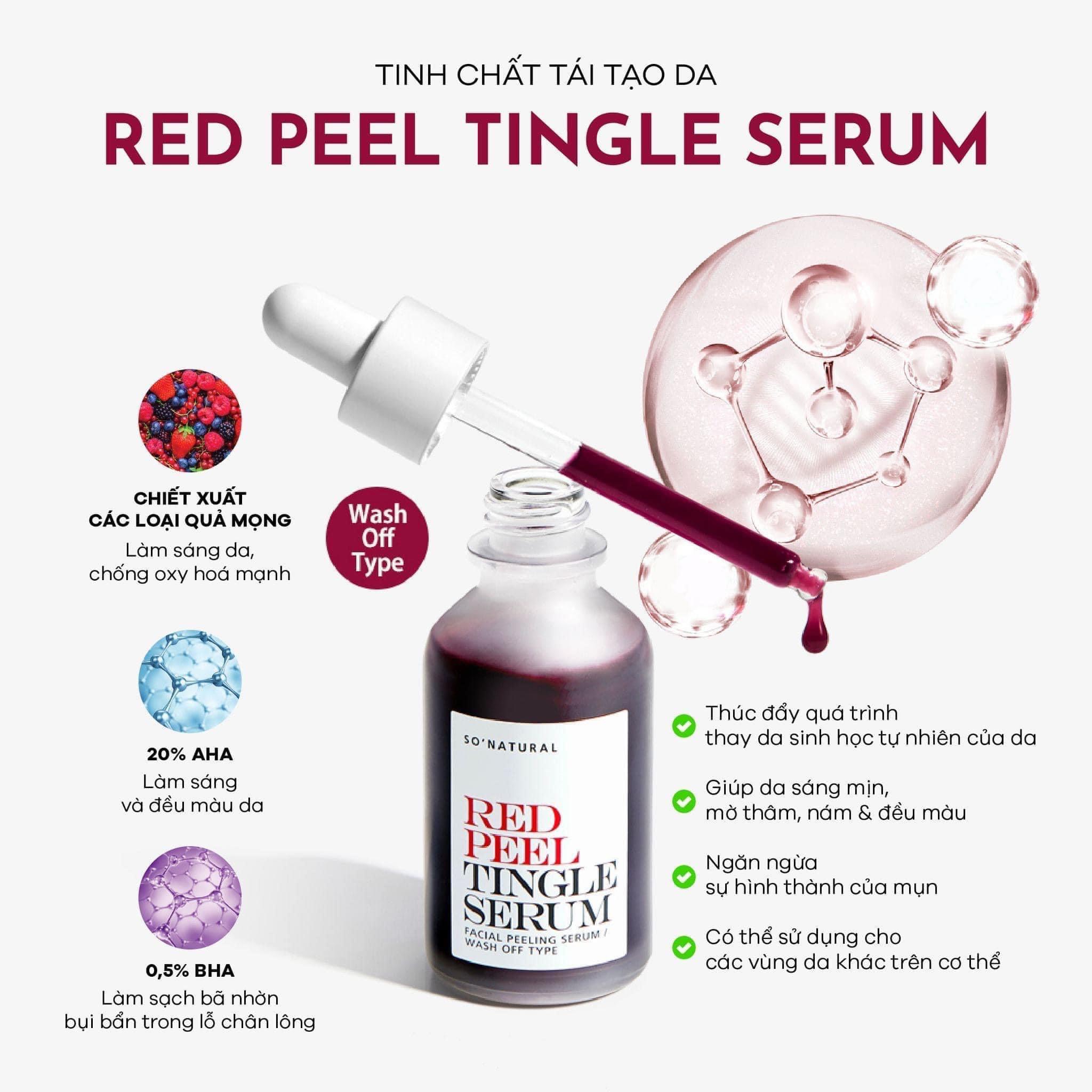 Tinh Chất Thay Da Sinh Học Tẩy Tế Bào Chết da Mặt So’Natural Red Peel Tingle Serum 35ml