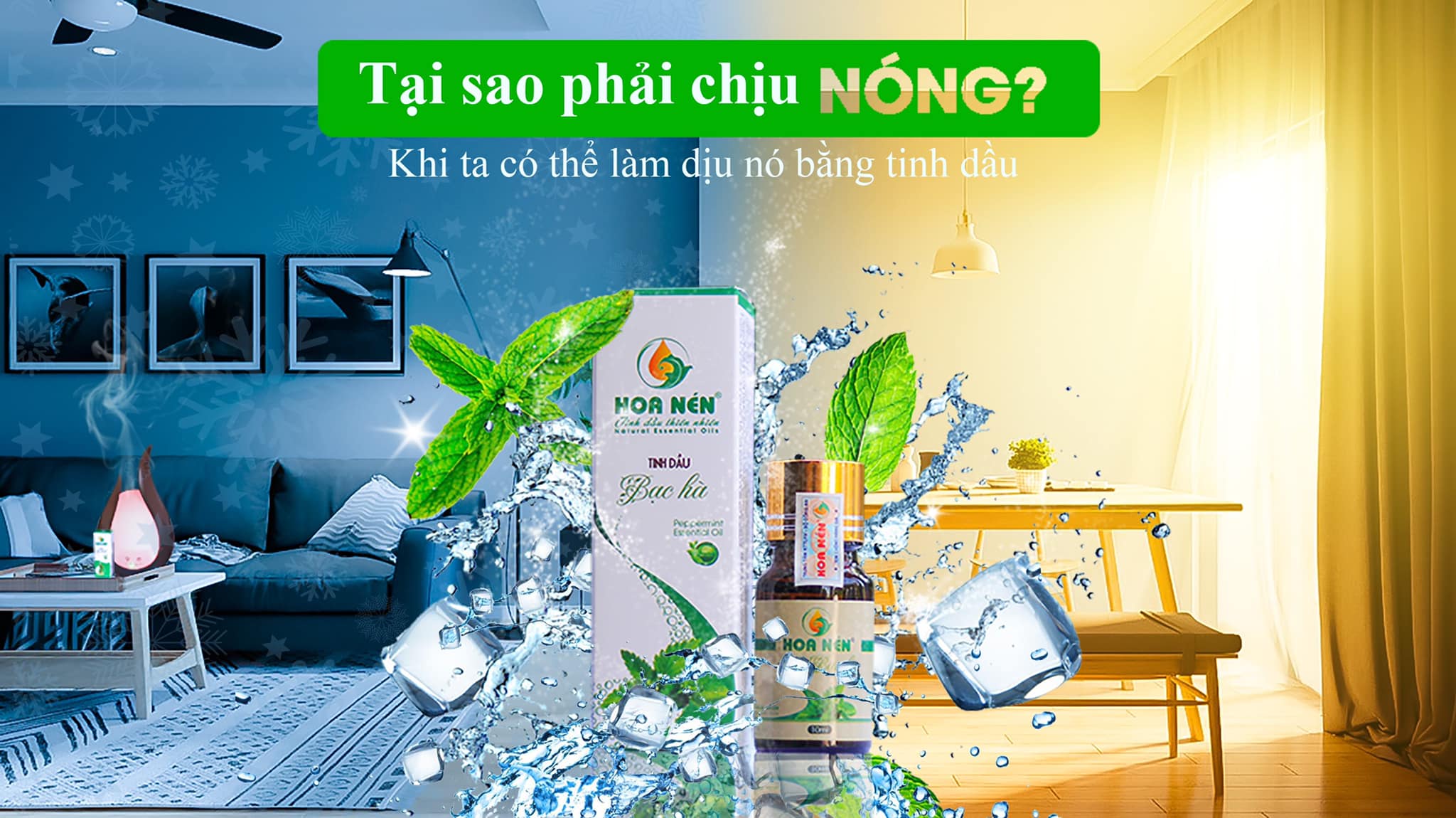 Tinh dầu Bạc Hà nguyên chất 50ml - Hoa Nén - Vegan - Thư giãn, khử mùi, đuổi chuột