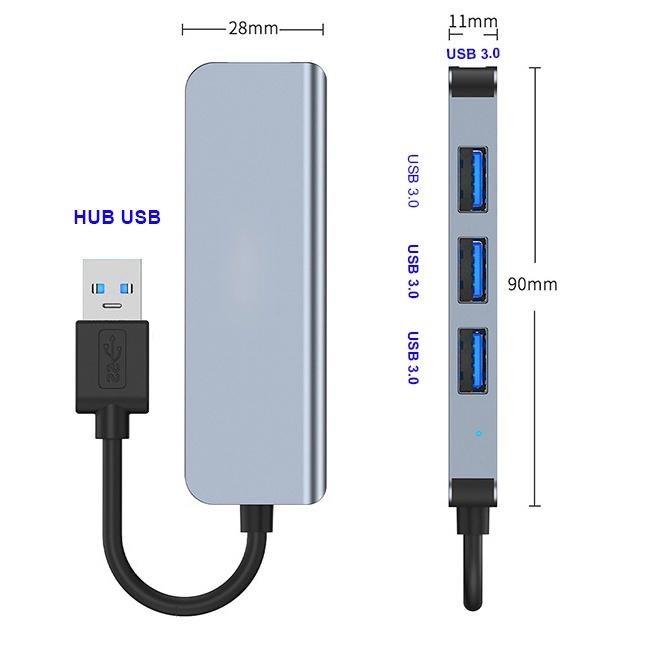 HUB Type C và HUB USB 3.0 tốc độ cao Move Speed cổng chia usb mở rộng kết nối chuyển đổi cho Macbook Laptop PC - hàng chính hãng