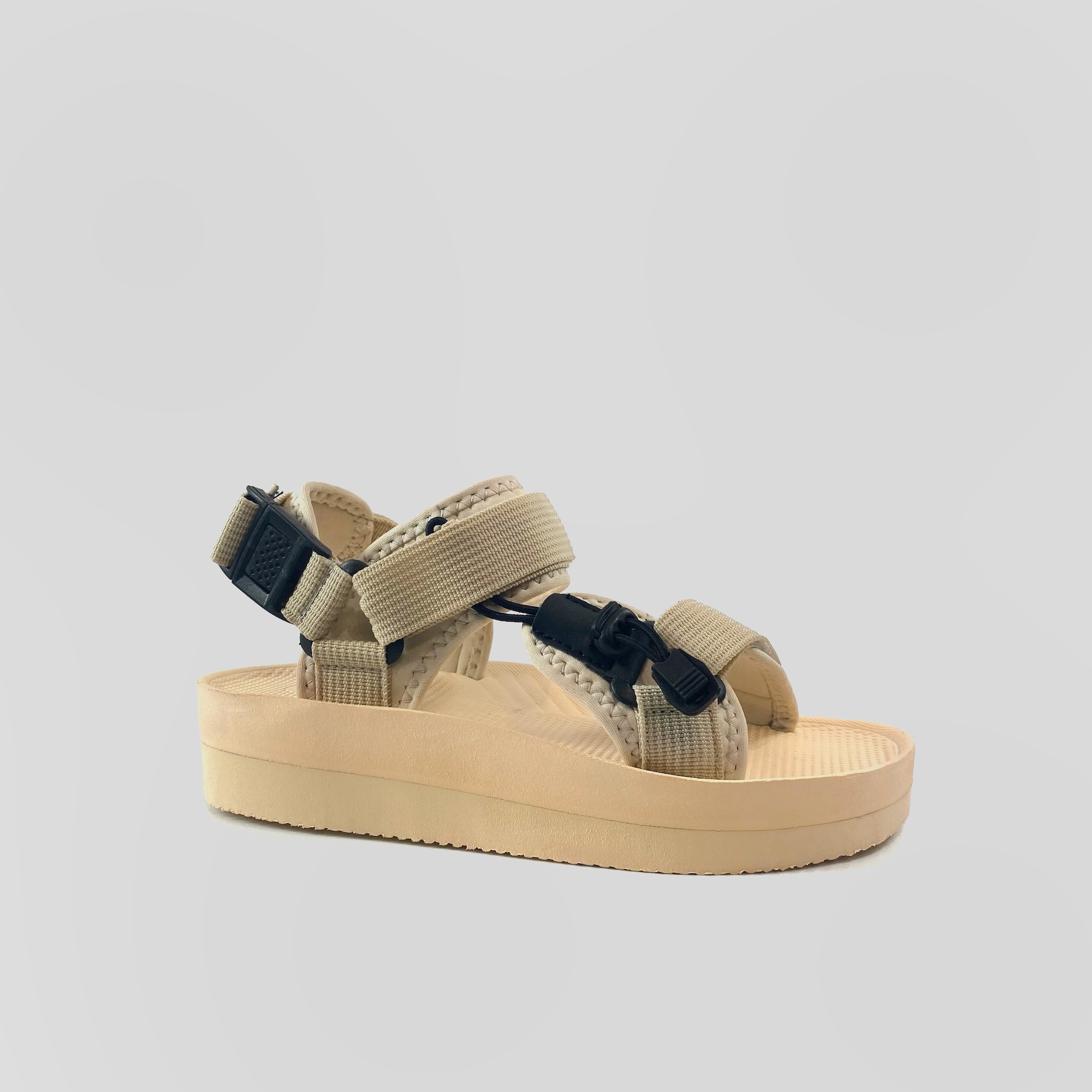 Giày Sandal Nữ The Bily 01W Quai Chéo Dây Rút - Màu Kem BL01W