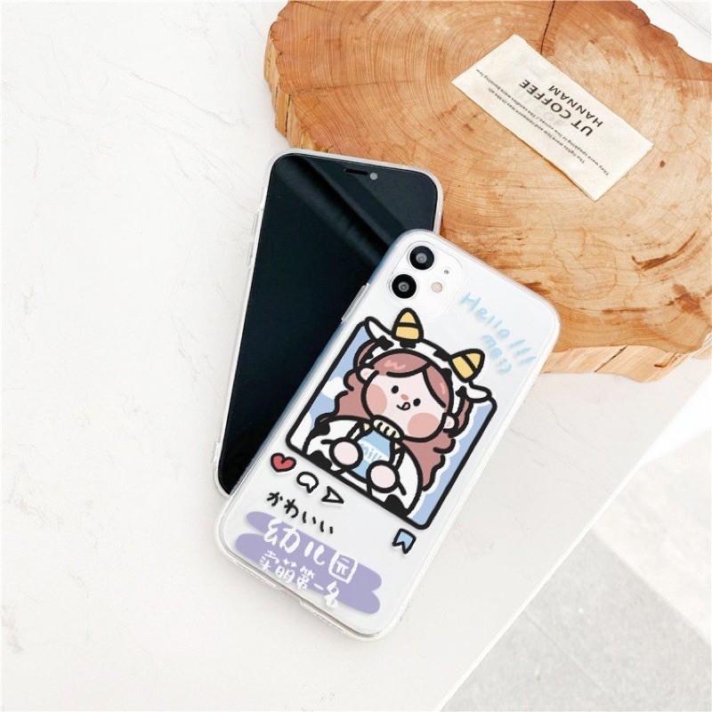 Ốp Lưng iPhone Viền Trong Girl & Cow Dành Cho iPhone 6 / 6 Plus / 7 / 7 Plus / 8 / 8 Plus / X / Xs / Xs Max / 11 / 11 Pro / 11 Pro Max / 12 / 12 Pro / 12 Pro Max