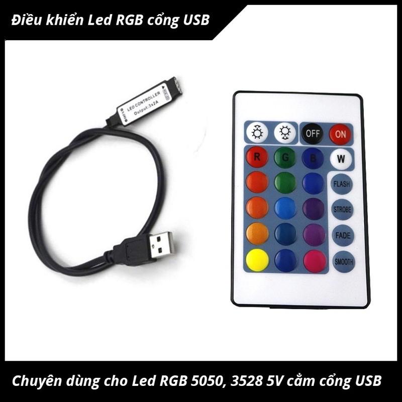 Bộ điều khiển đèn led RGB cổng USB 5V đến 24V có remote điều khiển từ xa