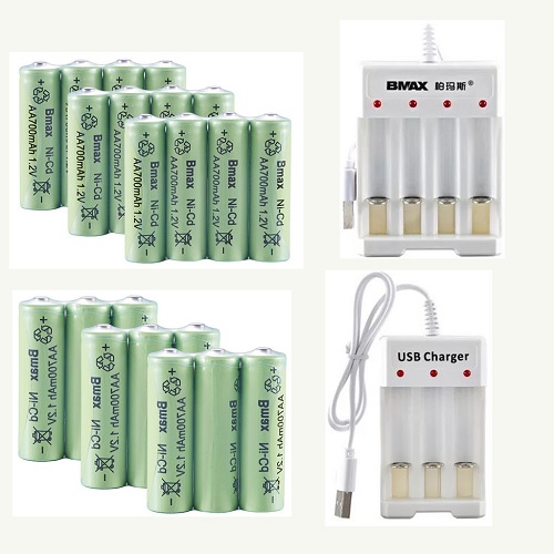 Bộ Pin Sạc Và Sạc Pin Loại AA, AAA - 700mAh