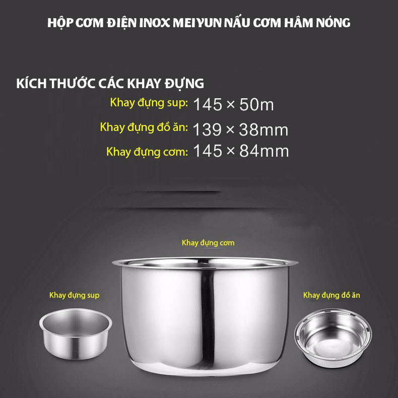 Hình ảnh Hộp cơm điện hâm nóng OEM 2 ngăn bằng inox an toàn