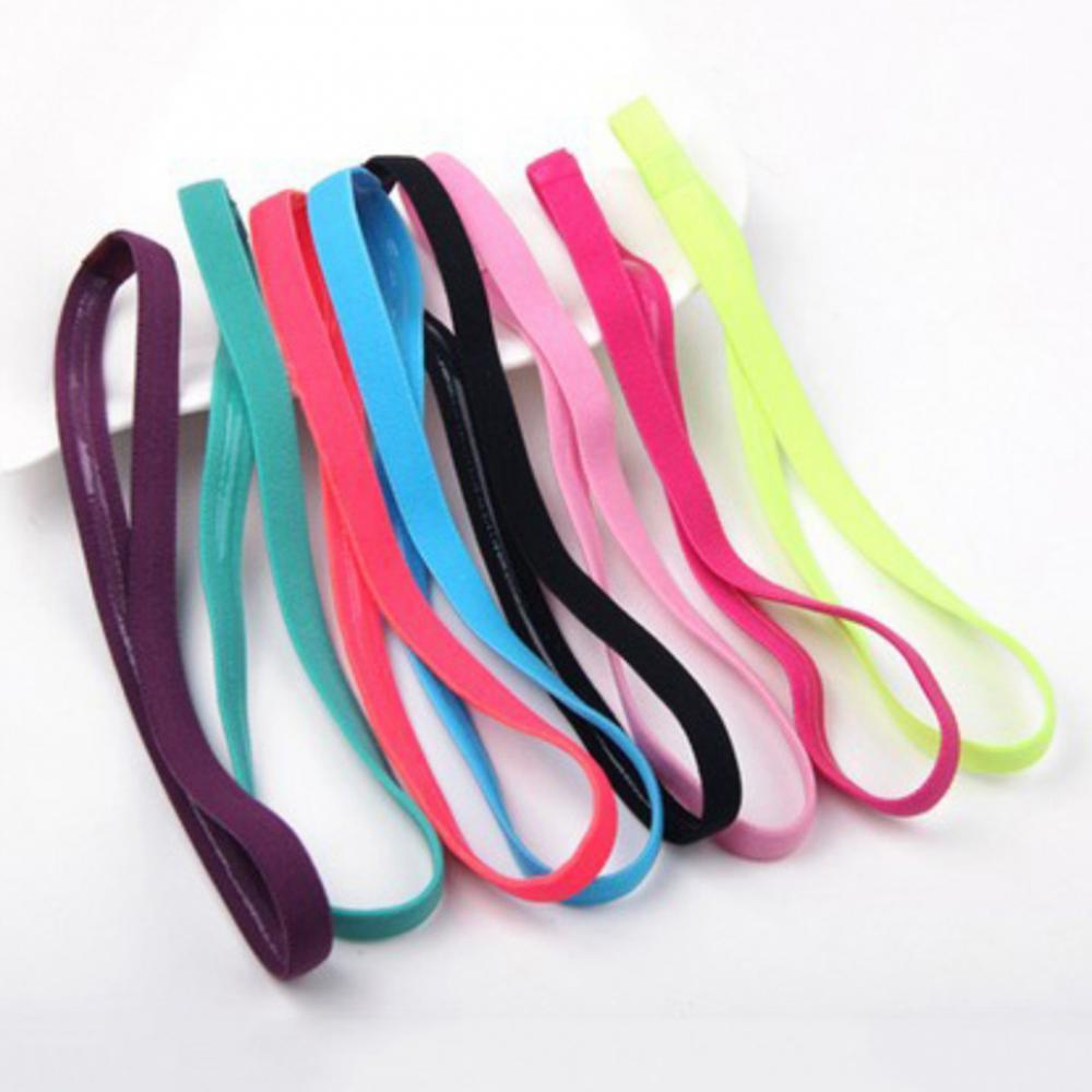 5PCS Candy Color Women nam nam Yoga Bands thể thao các cô gái băng đô thể thao chống trượt bóng cao su chống trượt bóng đá bóng đá chạy bóng đá Color: Pink