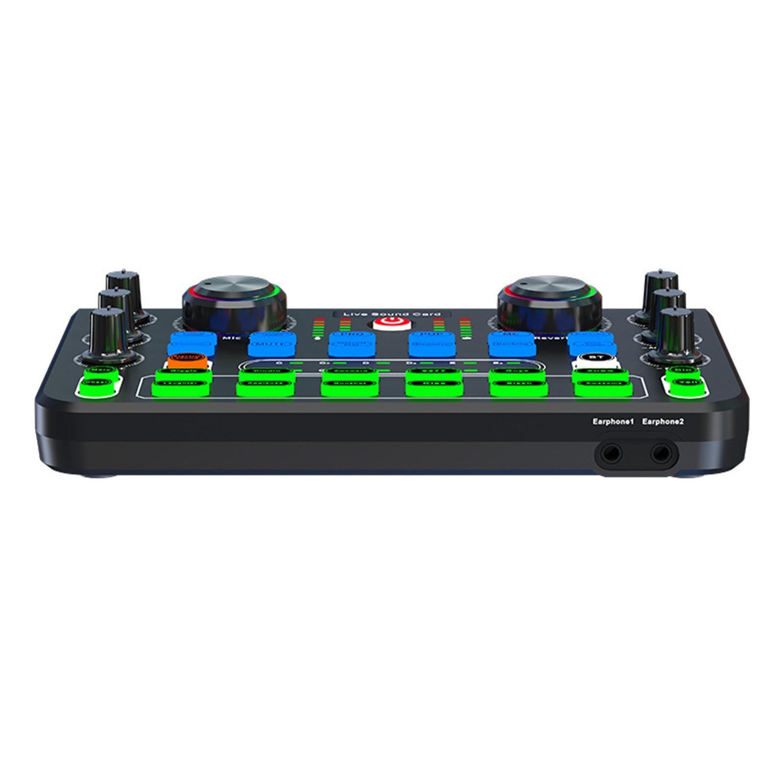 Professional Audio Mixer Voice Changer Portable Sound Board Console Stereo Mixer Sound Card for Recording Broadcast DJ Studio Podcasting