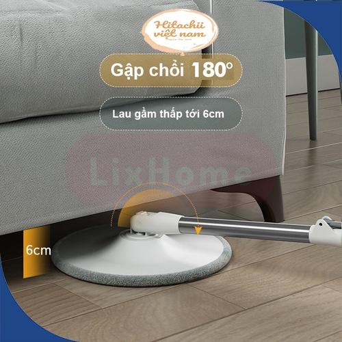 Chổi lau nhà tự vắt thông minh tách nước K9 xoay 360 độ, Cây lau nhà thông minh 360 độ tách nước cán inox kèm thùng