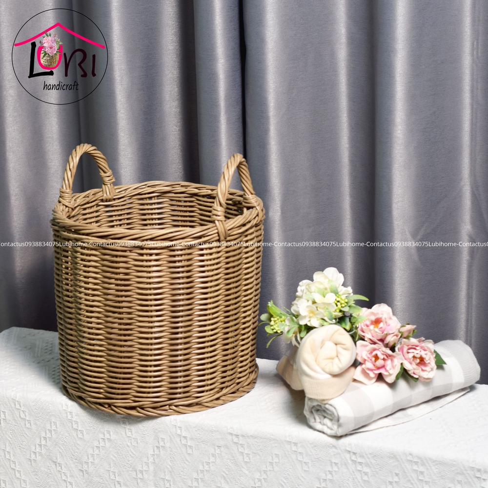 Lubihandicraft - Sọt đựng đồ hình trụ tròn đan dây nhựa bộ 3 - bền, đẹp