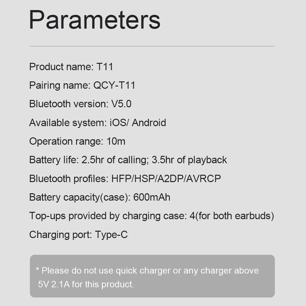 Tai nghe Bluetooth TWS True Wireless QCY T11 5.0 - 4 micro siêu đàm thoại chống nước mồ hôi IPX5 - Tai nghe Bluetooth kiểu dáng hiện đại, thời thượng -4478- hàng nhập khẩu