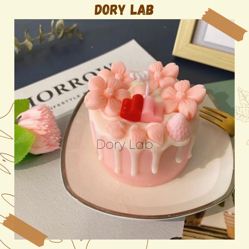 Nến Thơm Bánh Kem Hoa Anh Đào Màu Pastel HandMade - Dory Lab