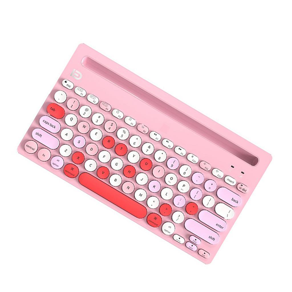 Ik3381D -thin 2.4G Wireless Bluetooth Keyboard w/Card Slots Pink