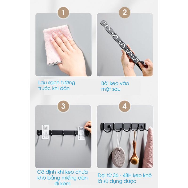 Móc treo đa năng dán tường nhôm cho phòng tắm, nhà vệ sinh, dán sau cửa chịu lực  (LZ0728
