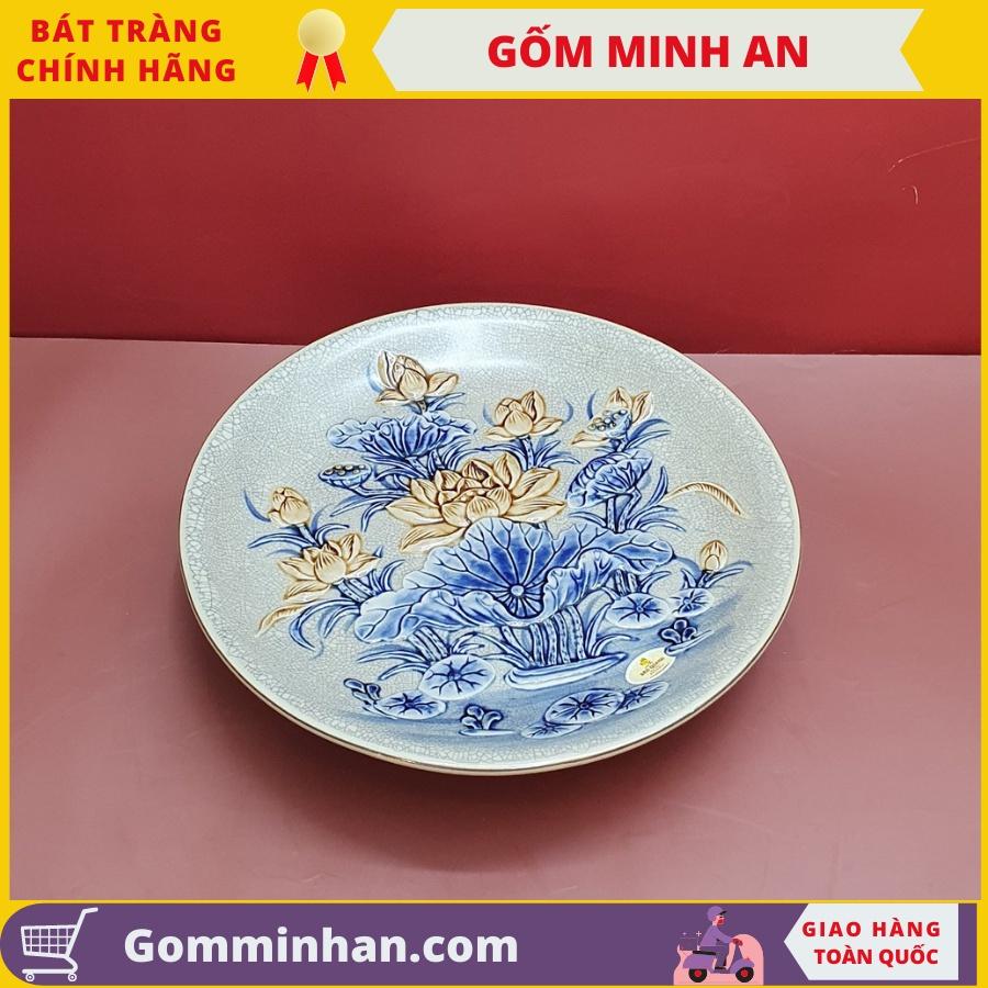 Mâm Bồng Thờ Đĩa Bồng Thờ Đĩa Bày Ngũ Quả Gốm Men Rạn Đắp Nổi Cao Cấp Nghệ Nhân Bát Tràng- Gốm Minh An- Đồ Thờ Đẹp